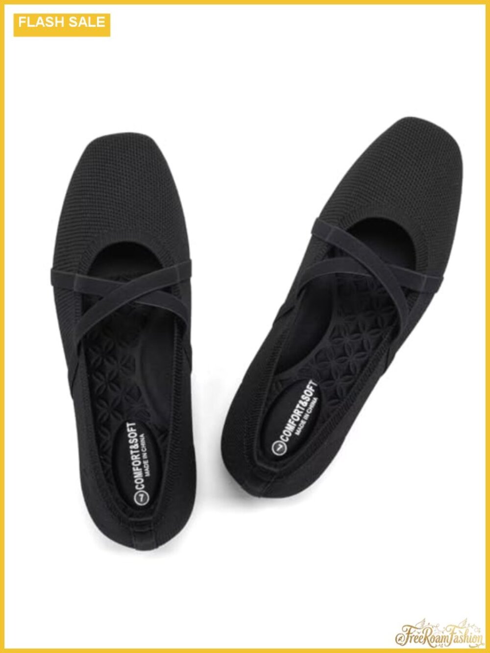 Mary Jane Flats Square Toe Cross Strap Comfortable Ballet Work Dressy